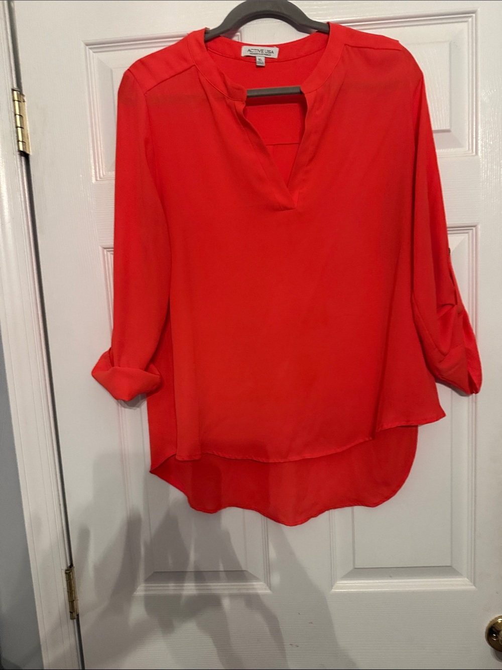 Active USA  Coral Split-Neck Tunic Blouse